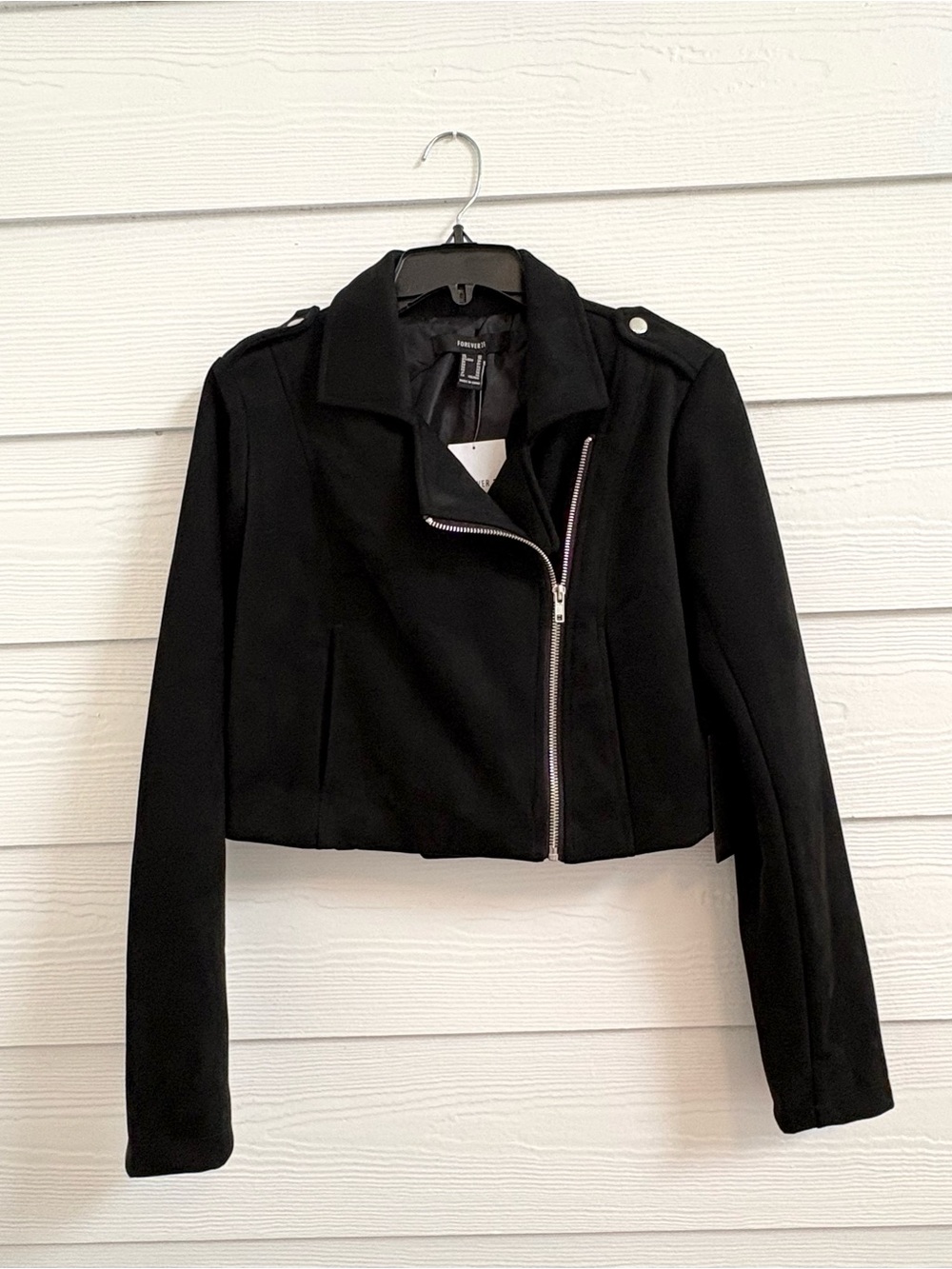 Forever 21 Black Cropped Moto Jacket